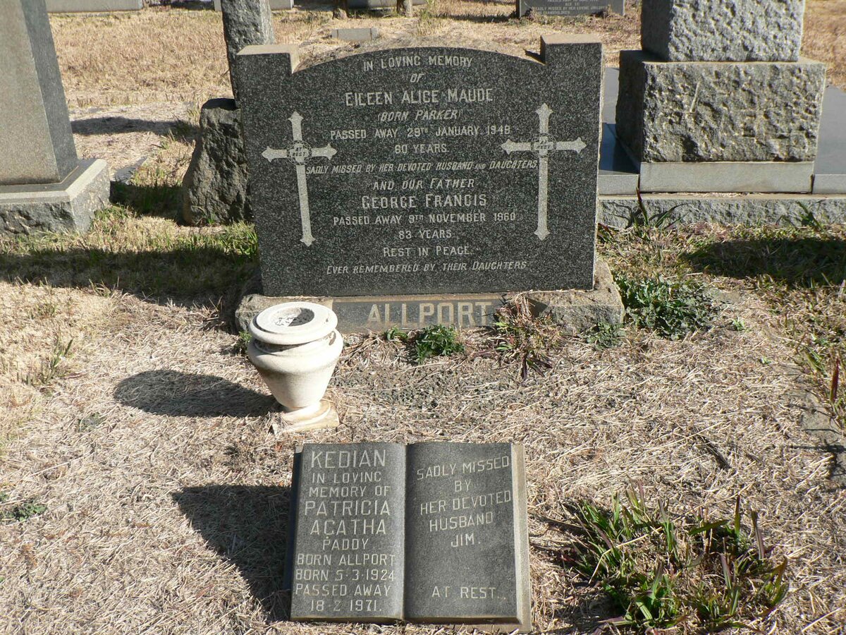 ALLPORT George Francis -1960 &amp; Eileen Alice Maude PARKER -1948 :: KEDIAN Patricia Agatha nee ALLPORT 1924-1971