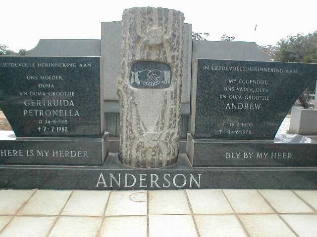 ANDERSON Andrew 1905-1976 &amp; Gertruida Petronella 1915-1982