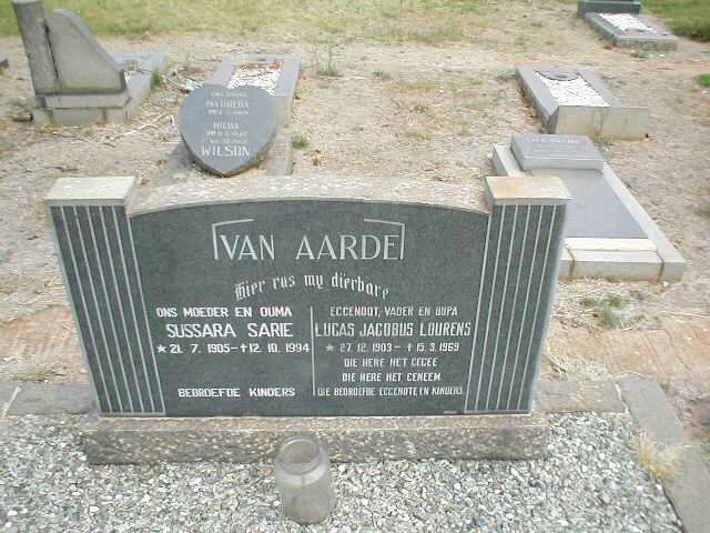 AARDE Lucas Jacobus Lourens, van 1903-1969 &amp; Sussara Sarie 1905-1994