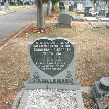ACKERMAN Carolina Elizabeth Gertruida  1912-1986