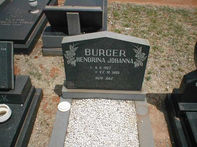 BURGER Hendrina Johanna 1927-1980