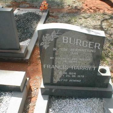 BURGER Francis Harriet 1924-1978