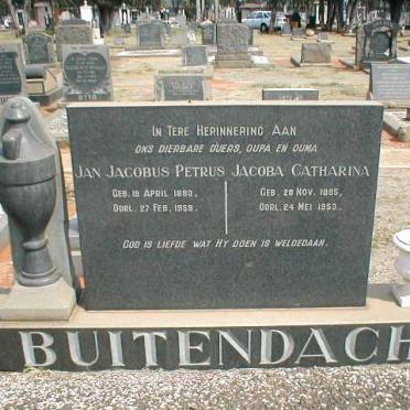 BUITENDACH Jan Jacobus Petrus 1883-1959 &amp; Jacoba Catherina 1885-1953