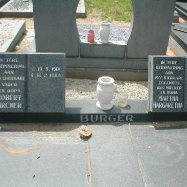 BURGER Robert Archer 1901-1984 &amp; Martha Margaretha 1905-1980