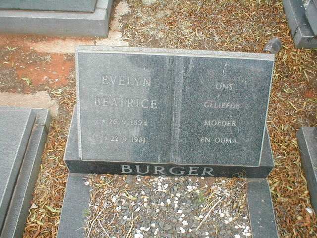 BURGER Evelyn Beatrice 1894-1981