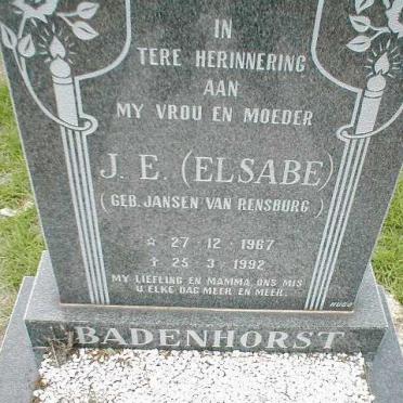BADENHORST J.E. nee JANSEN VAN RENSBURG 1967-1992
