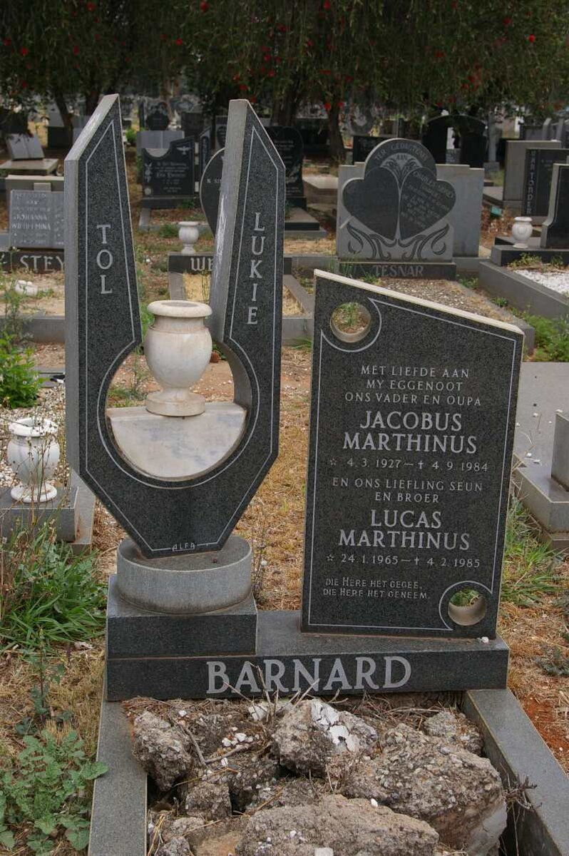 BARNARD Jacobus Marthinus 1927-1984 :: BARNARD Lucas Marthinus 1965-1985