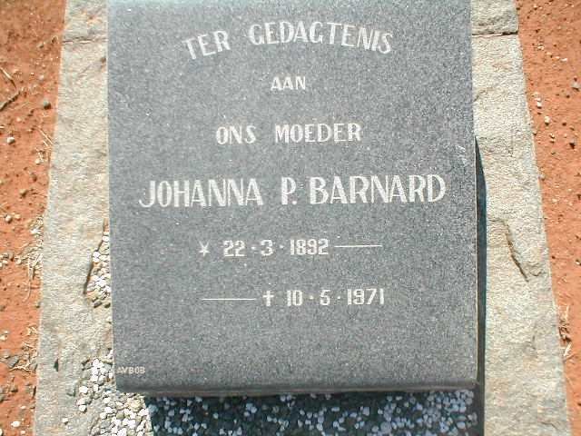 BARNARD Johanna P. 1892-1971