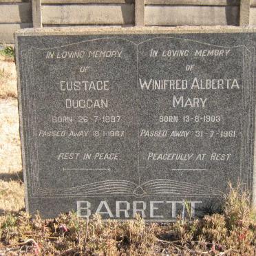 BARRETT Eustace Duggan 1897-1967 &amp; Winifred Alberta Mary 1903-1961
