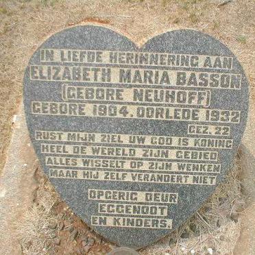 BASSON Elizabeth Maria nee NEUHOFF 1904-1932
