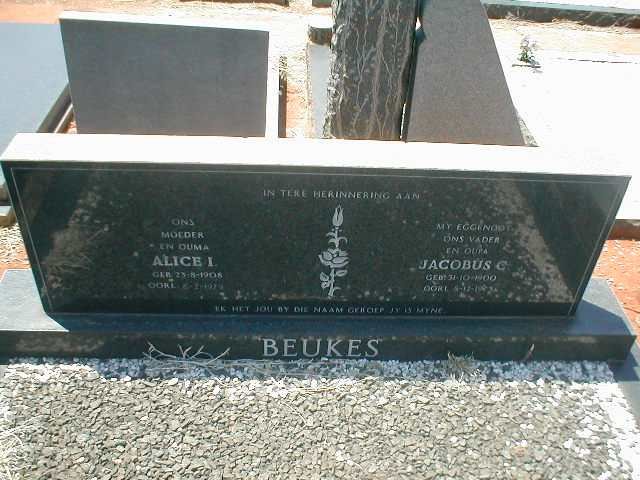 BEUKES Jacobus C. 1900- 19?? &amp; Alice I. 1908-1979