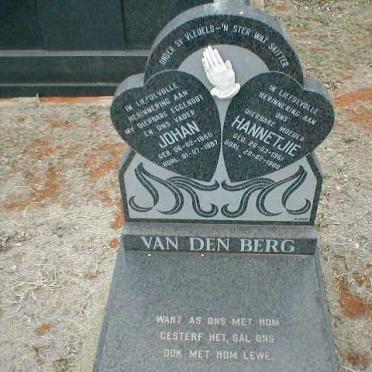 BERG Johan, van den 1960-1987 &amp; Hannetjie 1961-1988