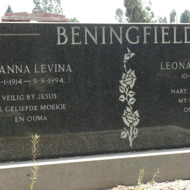 BENINGFIELD Leonard Gerhardus 1909-1982 &amp; Johanna Levina 1914-1994