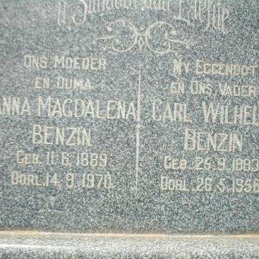 BENZIN Carl Wilhelm 1883-1956 &amp; Anna Magdalena 1889-1970