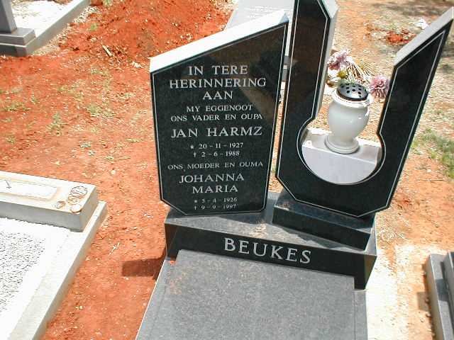 BEUKES Jan Harmz 1927-1988 &amp; Johanna Maria 1926-1997