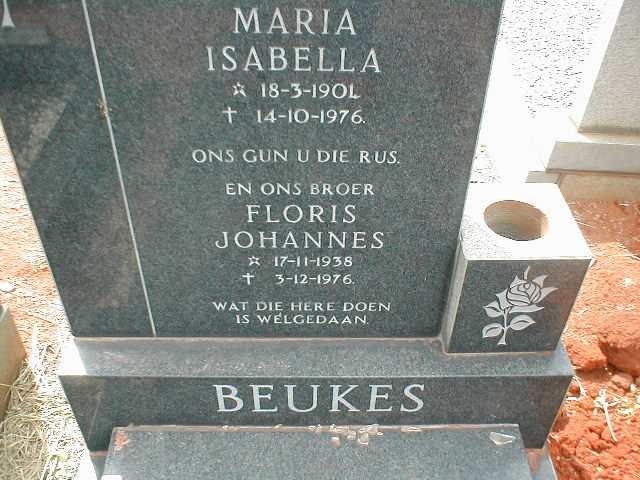 BEUKES Maria Isabella 1901-1976 :: BEUKES Floris Johannes 1938-1976