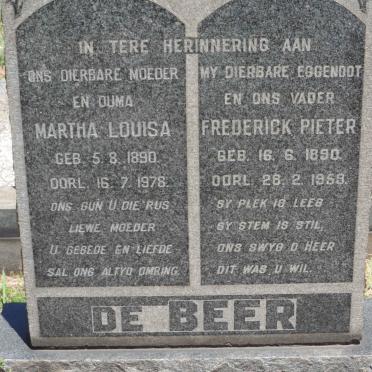 BEER Frederick Pieter, de 1890-1959 &amp; Martha Louisa 1890-1978