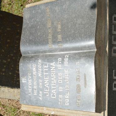 BEER Jeanette Catharina, de 1870-1962