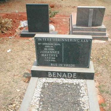 BENADE Johannes Matthys 1919-1986