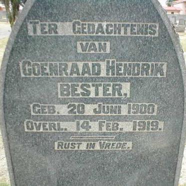 BESTER Coenraad Hendrik 1900-1919