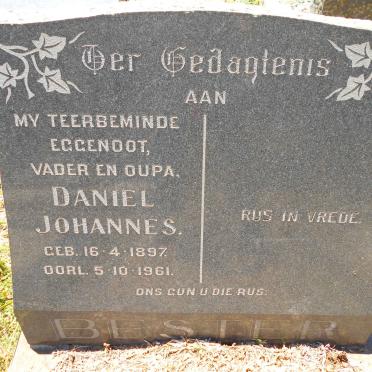 BESTER Daniel Johannes 1897-1961