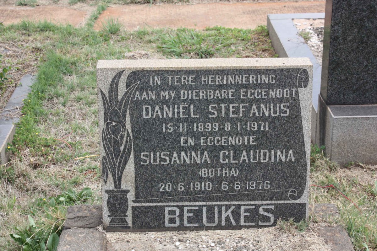 BEUKES Daniel Stefanus 1899-1971 &amp; Susanna Glaudina BOTHA 1910-1976