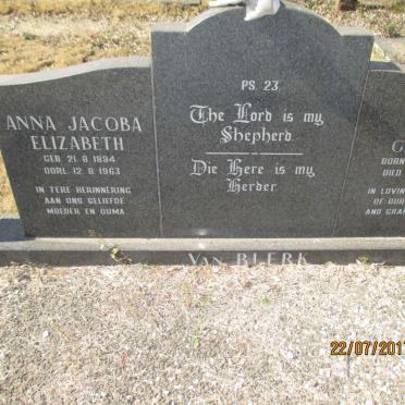 BLERK Gilbert, van 1887-1959 &amp; Anna Jacoba Elizabeth 1894-1963