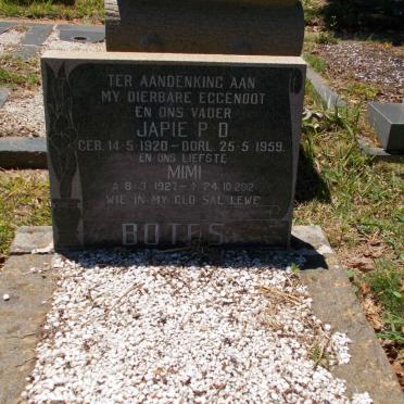 BOTES Japie P.D. 1920-1959 &amp; Mimi 1927-2012