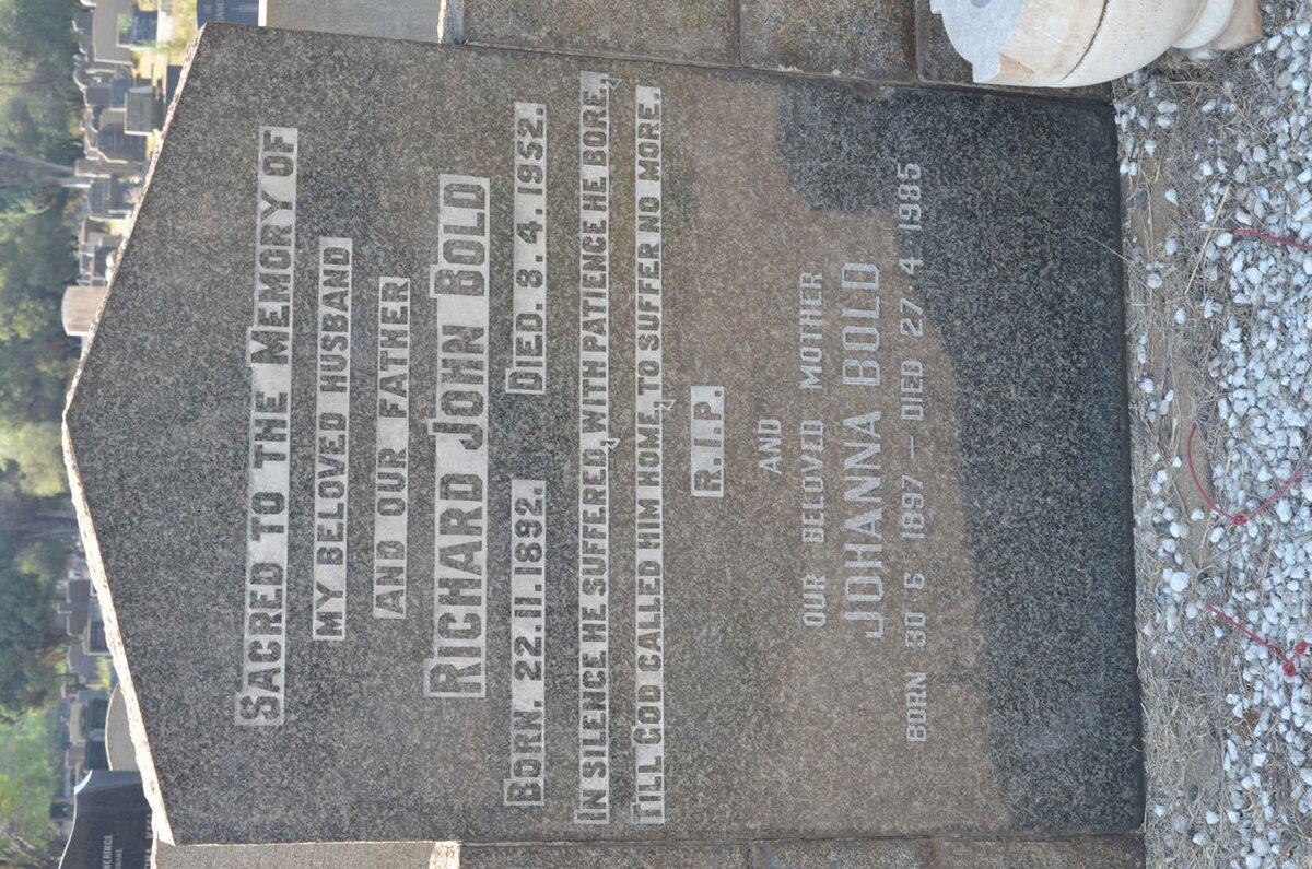 BOLD Richard John 1892-1952 &amp; Johanna 1897-1985