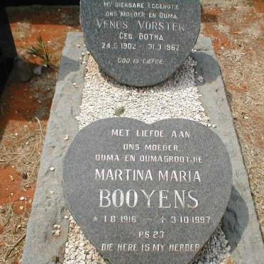 BOOYENS Venus Vorster nee BOTHA 1902-1962 :: BOOYENS Martina Maria 1916-1997