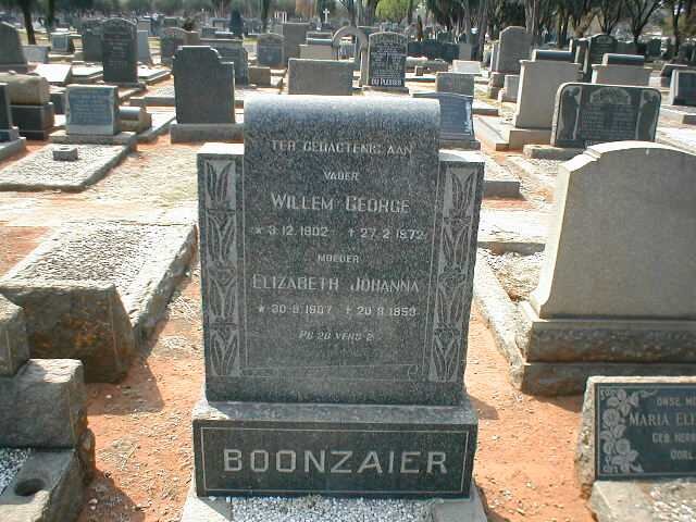 BOONZAIER Willem George 1902-1972 &amp; Elizabeth Johanna 1907-1953