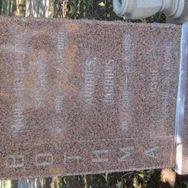 BOTHMA Andries Jacobus 1889-1964 &amp; Maria Magdalena Susanna 1893-1963