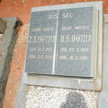 BOTHA Z.A. 1892-1969 &amp; H.S. 1910-1981