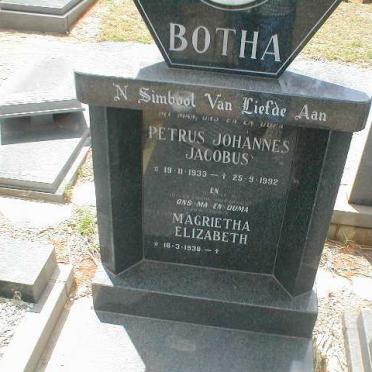 BOTHA Petrus Johannes Jacobus 1933-1992 &amp; Magrietha Elizabeth 1938-