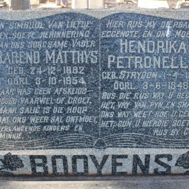BOOYENS Barend Matthys 1882-1954 &amp; Hendrika Petronella STRYDOM 1887-1948