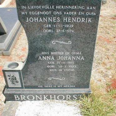 BRONKHORST Johannes Hendrik 1909-1974 &amp; Anna Johanna 1915-1993