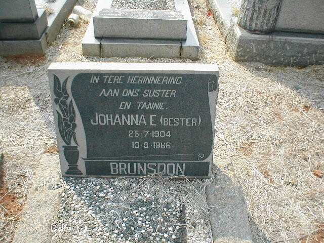 BRUNSDON Johanna nee BESTER 1904-1966