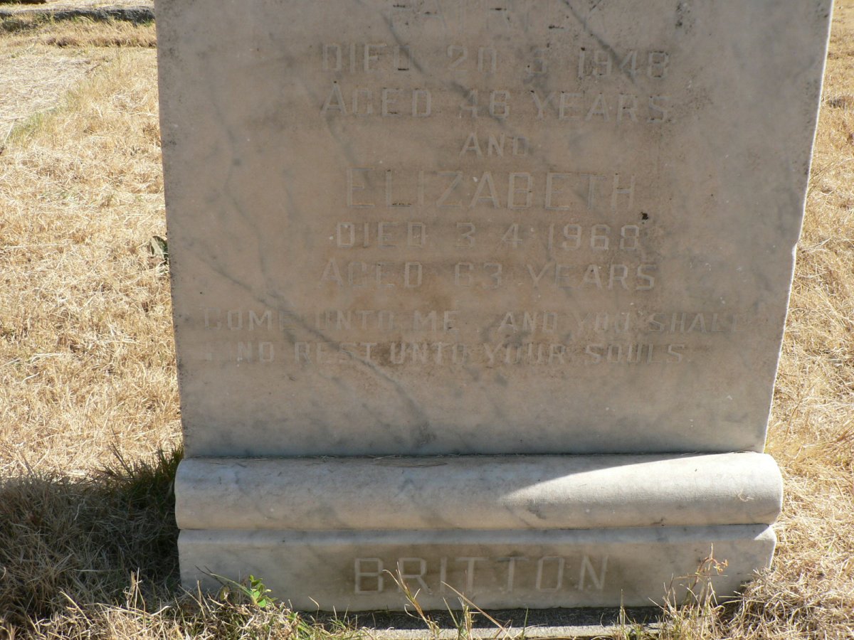 BRITTON Patrick -1948 &amp; Elizabeth -1968