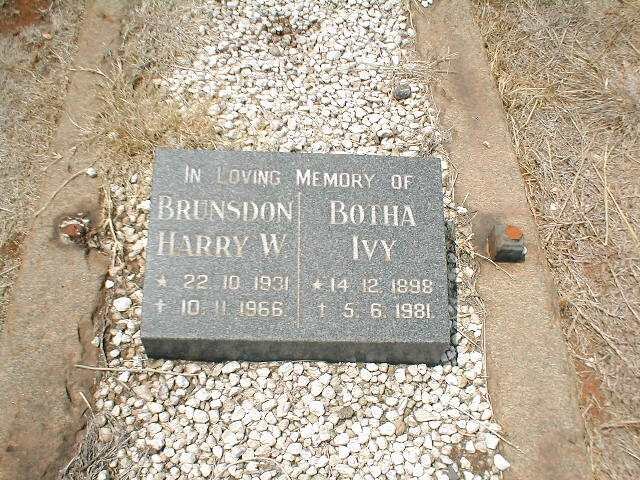 BRUNSDON Harry W. 1931-1966 :: BOTHA Ivy 1898-1981