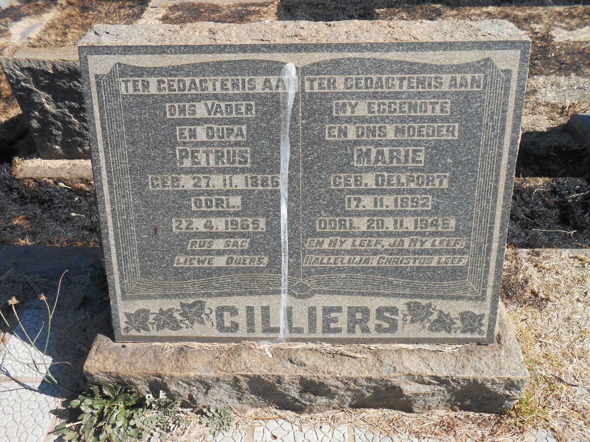 CILLIERS Petrus 1886-1965 &amp; Marie DELPORT 1892-1946