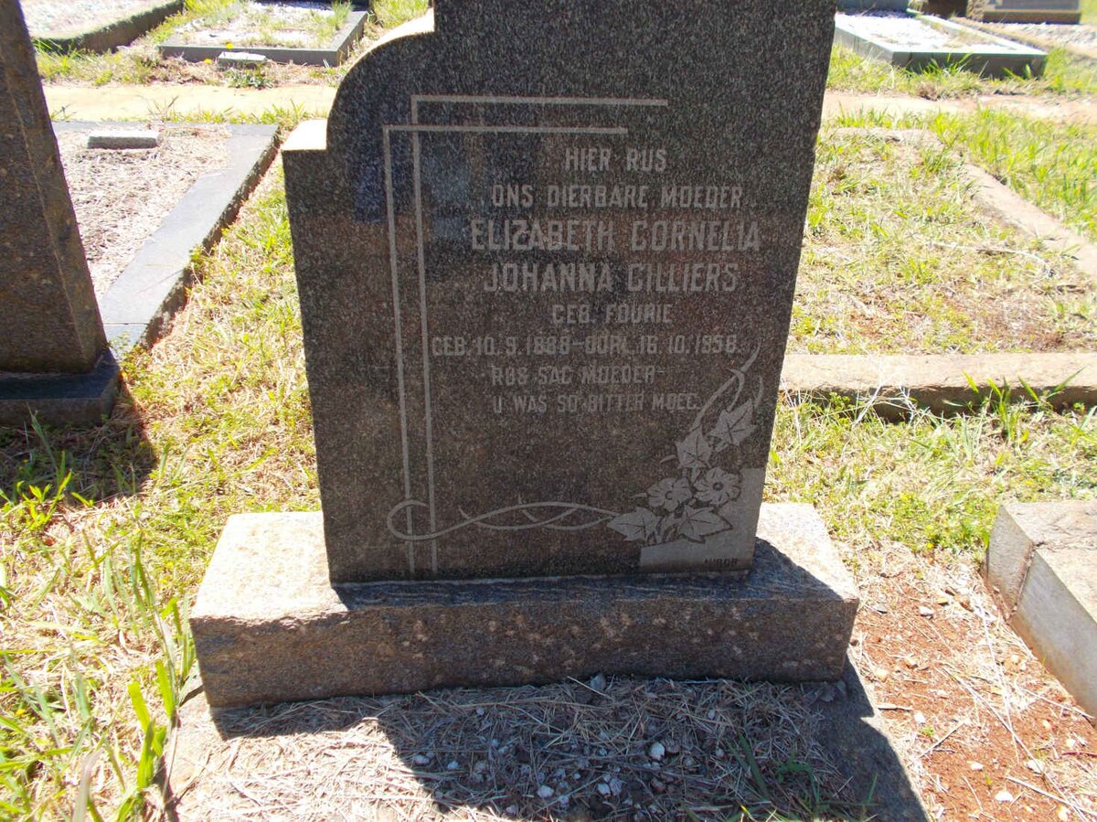 CILLIERS Elizabeth Cornelia Johanna nee FOURIE 1888-1958
