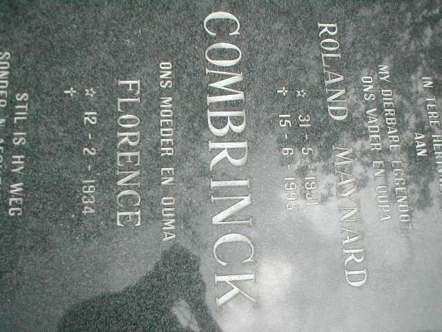 COMBRINCK Roland Maynard 1931-1995 &amp; Florence 1934 -