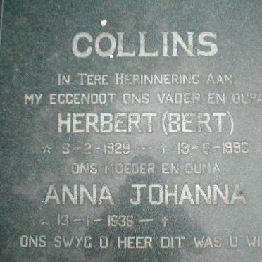 COLLINS Herbert 1929-1990 &amp; Anna Johanna 1936-