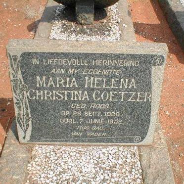 COETZER Maria Helena Christina nee ROOS 1920-1952