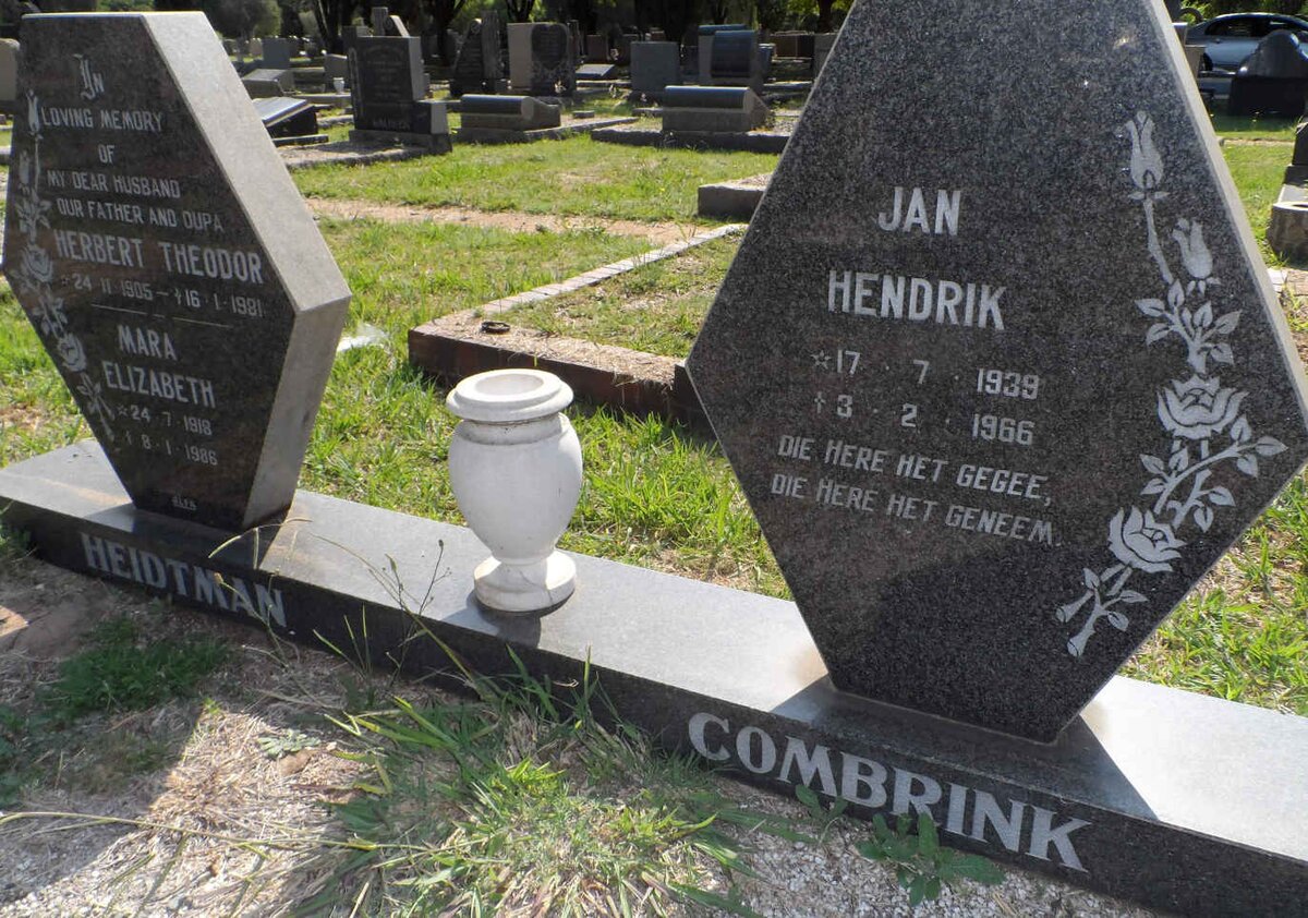 COMBRINK Jan Hendrik 1939-1966 :: HEIDTMAN Herbert Theodor 1905-1981 &amp; Mara Elizabeth 1918-1986