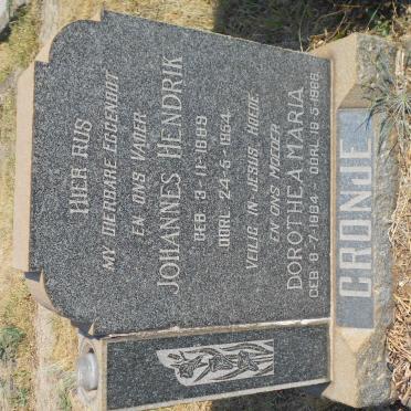 CRONJE Johannes Hendrik 1889-1954 &amp; Dorothea Maria 1884-1968