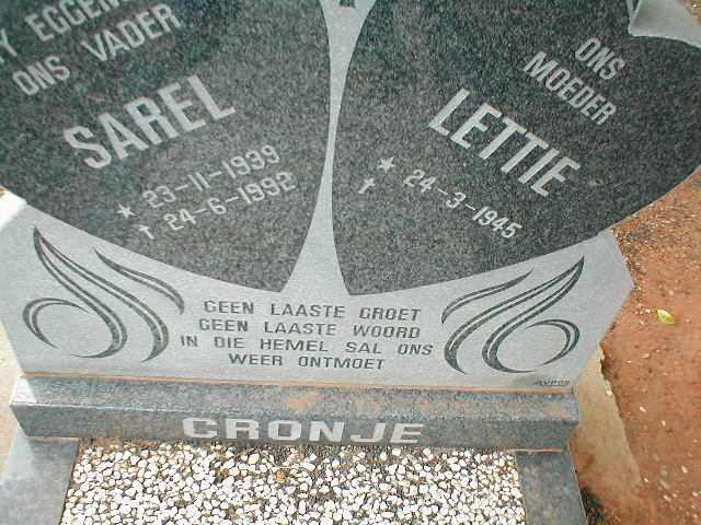 CRONJE Sarel 1939-1992 &amp; Lettie 1945-