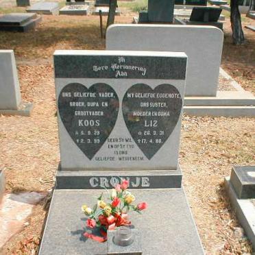 CRONJE Koos 1929-1999 &amp; Liz 1931-1986