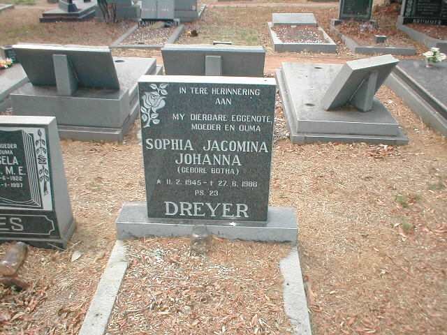 DREYER Sophia Jacomina Johanna nee BOTHA 1945-1986