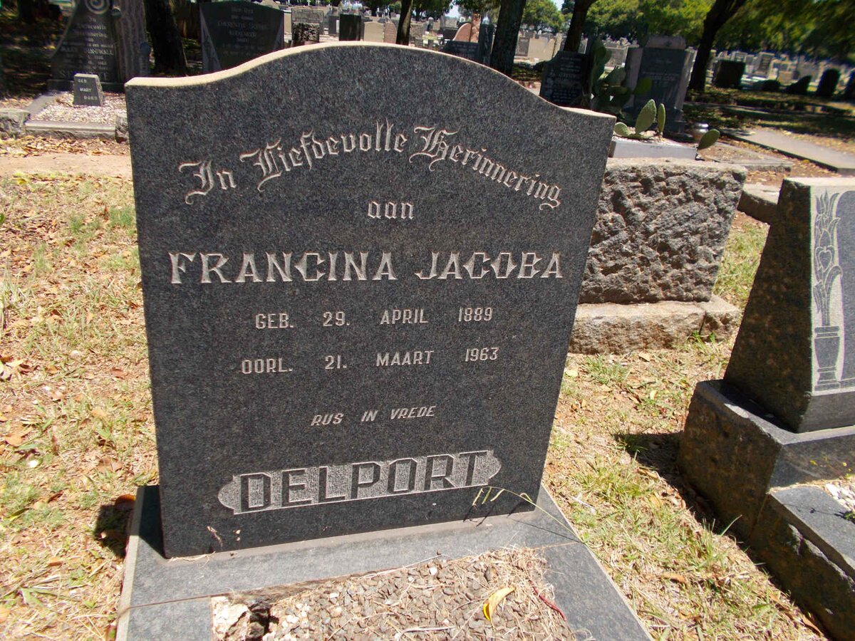 DELPORT Jacobus Johannes Petrus 1886-1964 &amp; Francina Jacoba 1889-1963